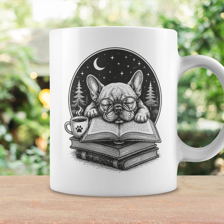 French Bulldog Reading Book Coffee Sky Glasses Graphic Print Coffee Mug Gifts ideas