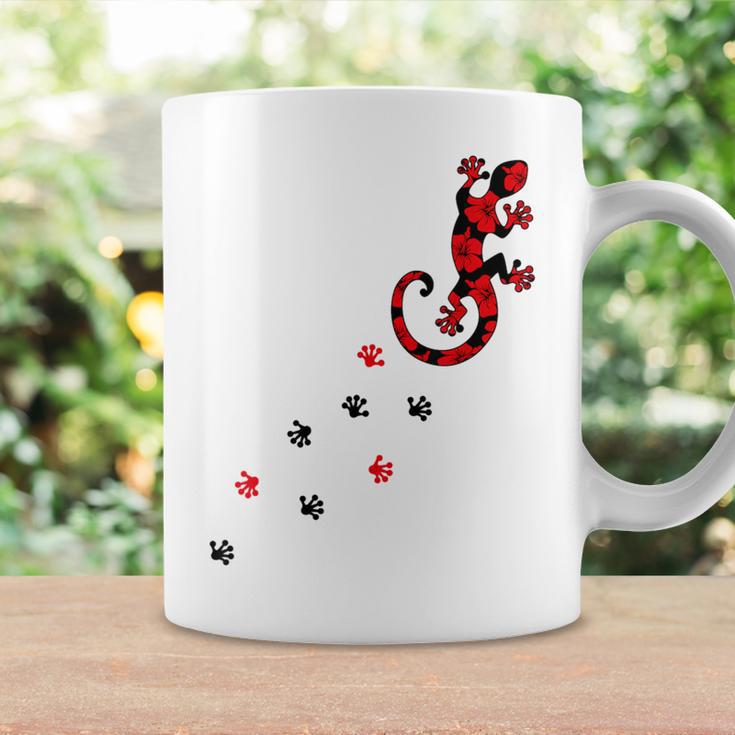 Gecko Footprint ハイビスカスフラワー ハワイサーフスタイルtシャツ コーヒーマグ ギフトのアイデア