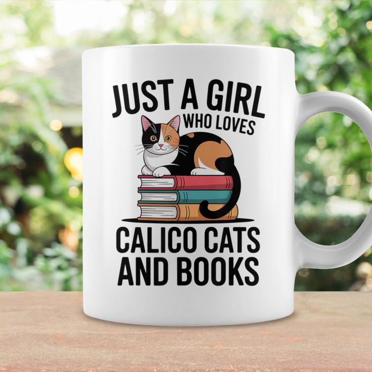 Just A Girl Who Loves Calico Cats And Books Minimal Tee Graphic Print Coffee Mug Gifts ideas