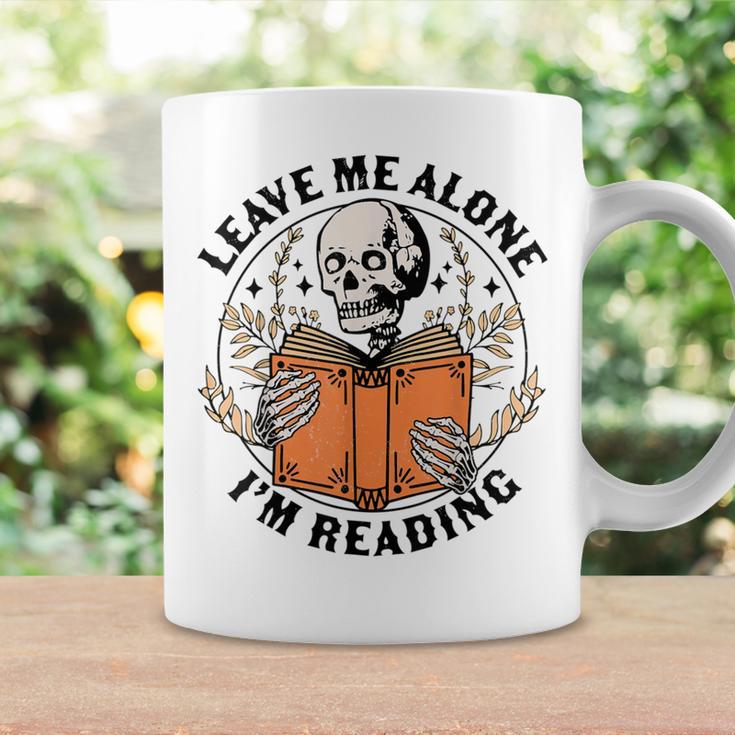 Leave Me Alone I'm Reading Skeleton Reading Book Bookish Graphic Print Coffee Mug Gifts ideas
