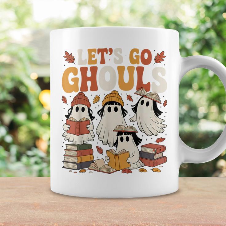 Let’s Go Ghouls Cozy Girly Ghosts Halloween Fall Book Lovers Graphic Print Coffee Mug Gifts ideas