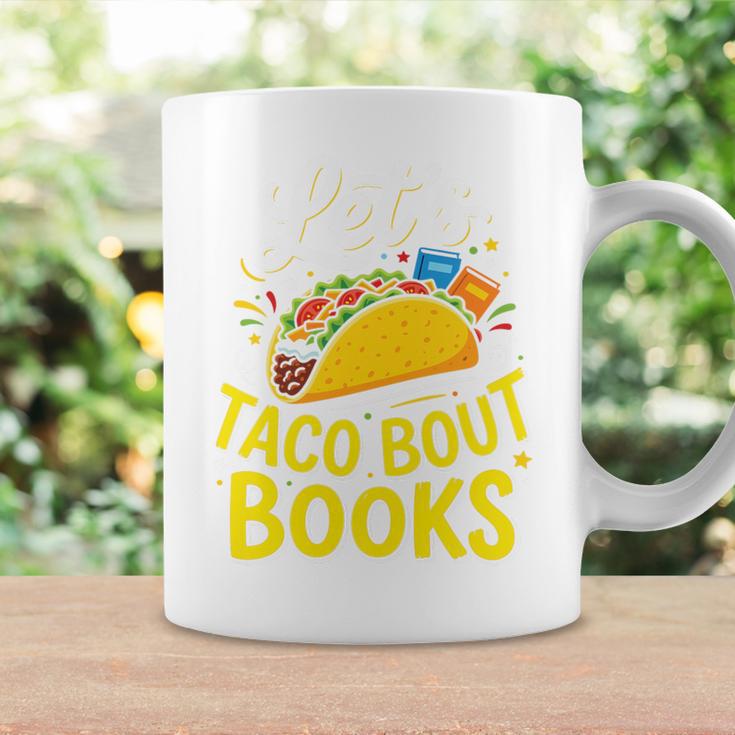 Let's Taco About Books Mexican Pun Bookworm Premium Tri-Blend Graphic Print Coffee Mug Gifts ideas
