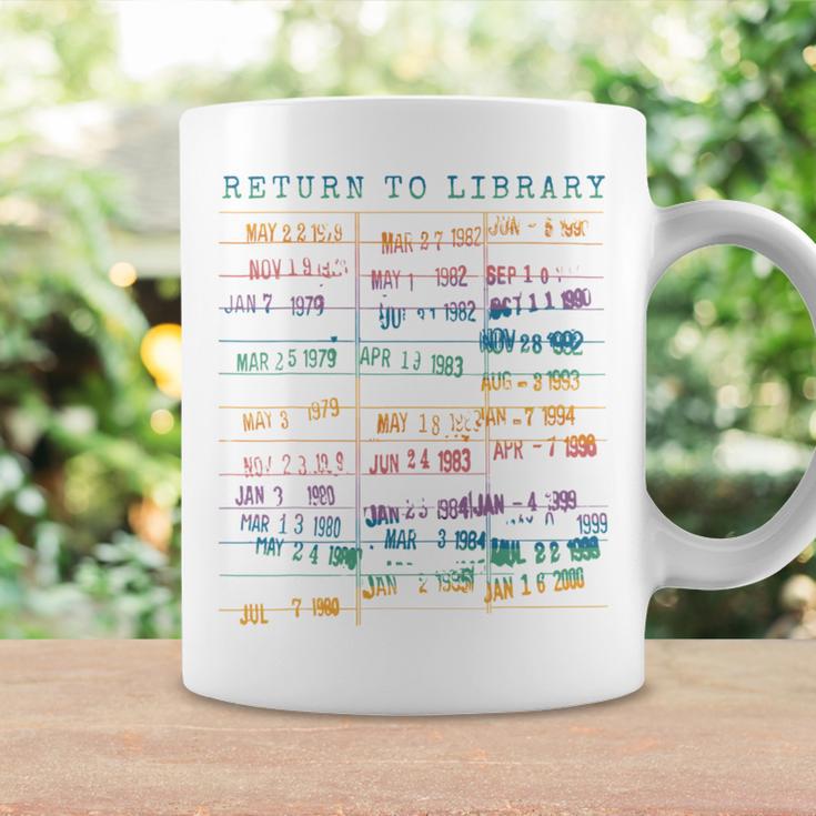 Library Card Vintage Book Due Date Bookish Rainbow Reading Graphic Print Coffee Mug Gifts ideas