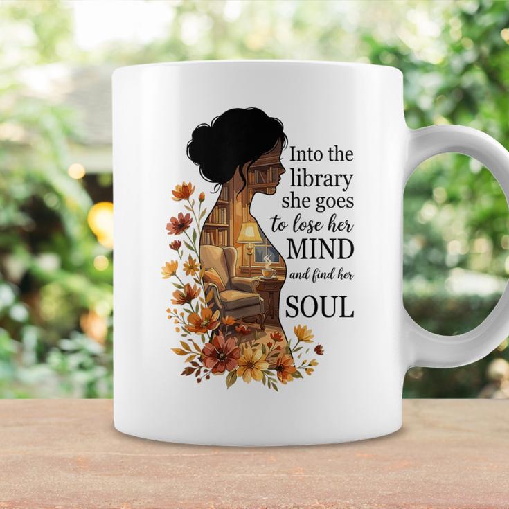 Into The Library She Goes Lose Her Mind Find Her Soul Book Graphic Print Coffee Mug Gifts ideas
