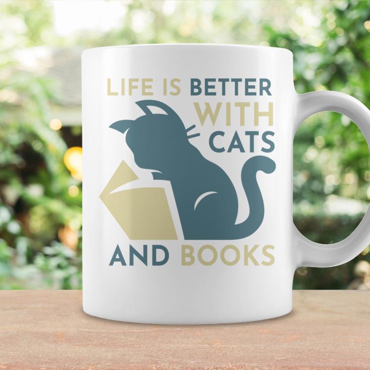 Life Is Better With Cats And Books Graphic Print Coffee Mug Gifts ideas