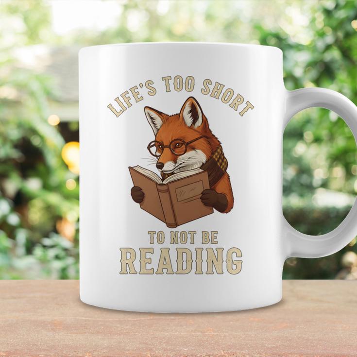 Life’s Too Short To Not Be Reading Cute Fox Book Lover Graphic Print Coffee Mug Gifts ideas