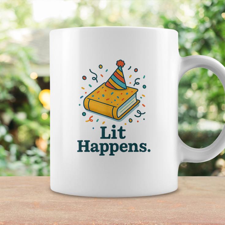 Lit Happens Book Party Hat Confetti Literary Pun Graphic Print Coffee Mug Gifts ideas Lit Happens Book Party Hat Confetti Literary Pun Graphic Print Coffee Mug Gifts ideas