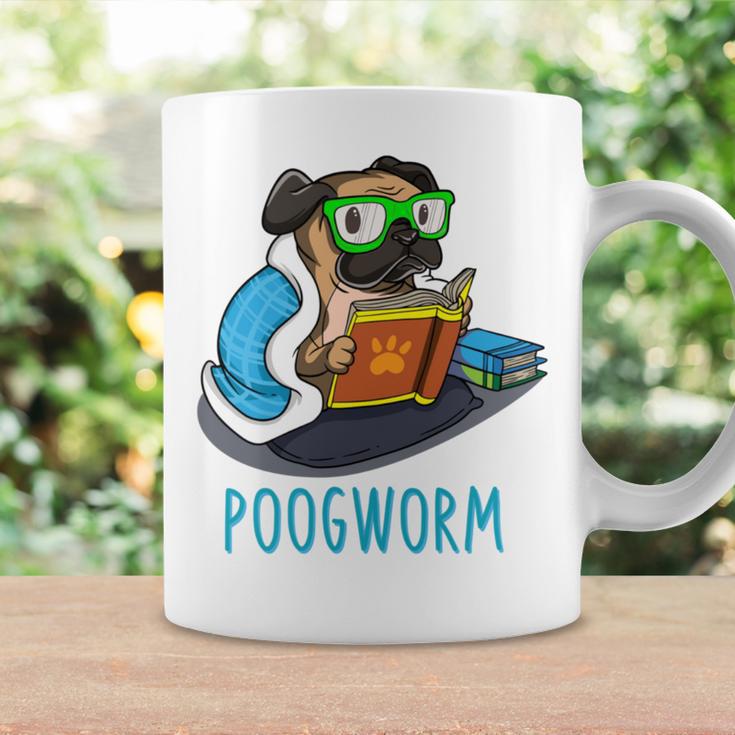 Nerdy Pug Reading Books Poogworm Pug Bookworm Graphic Print Coffee Mug Gifts ideas