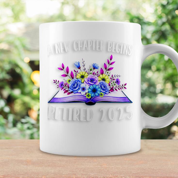 A New Chapter Begins Retired 2025 Floral Book Retirement Graphic Print Coffee Mug Gifts ideas
