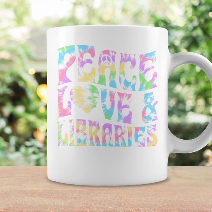 Peace Love And Libraries Heart And Books Graphic Premium Tri-Blend Graphic Print Coffee Mug Gifts ideas