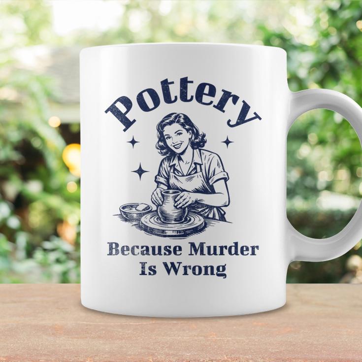 Pottery Because Murder Is Wrong レトロ 陶芸家 面白い コーヒーマグ ギフトのアイデア