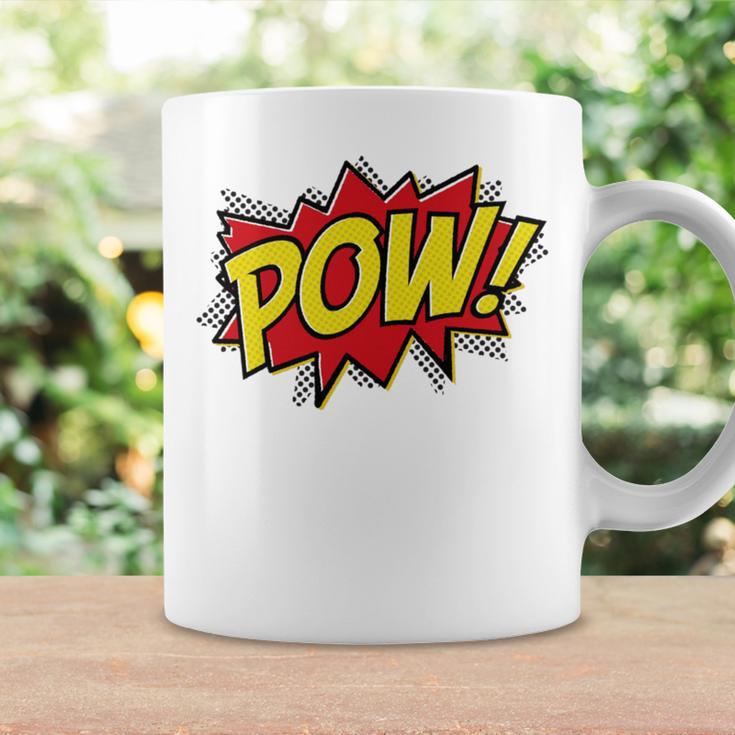 POW Comic Book Font Action Hero BAM BANG BOOM POW Graphic Print Coffee Mug Gifts ideas