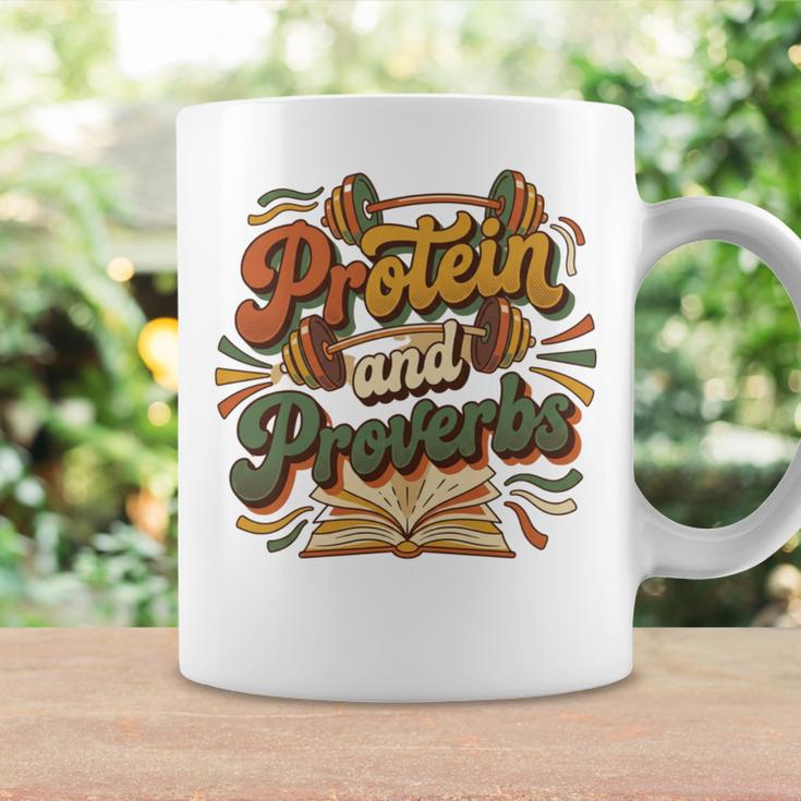 Protein And Proverbs Protein Workout Book Lover Retro Graphic Print Coffee Mug Gifts ideas