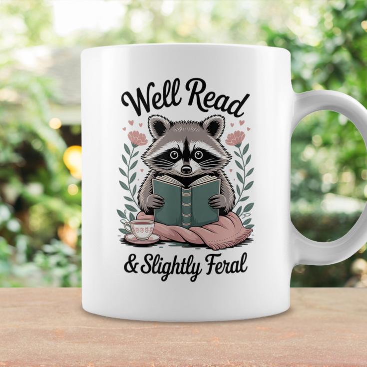 Well Read & Slightly Feral Raccoon Book Women Graphic Print Coffee Mug Gifts ideas