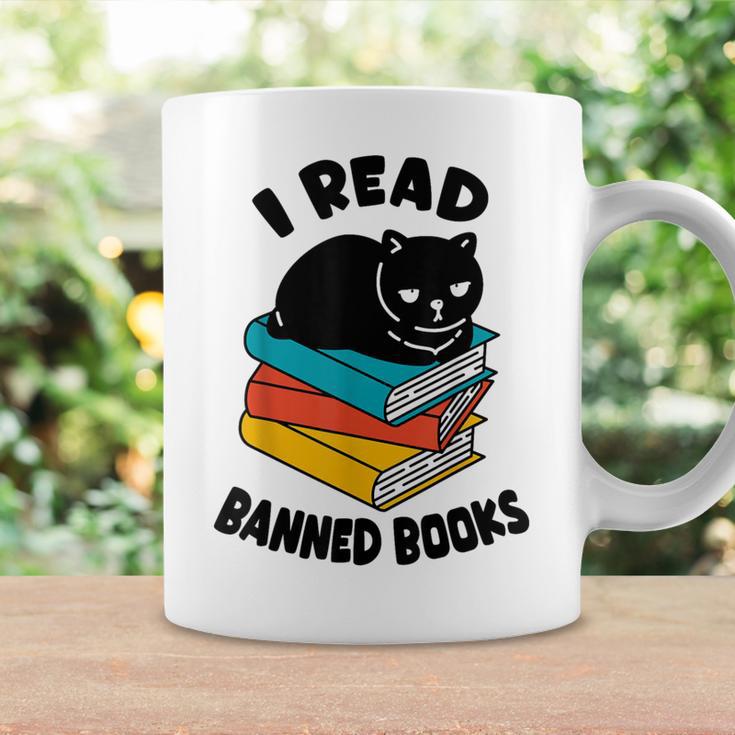 I Read Banned Books Tshirt Cat Reader Bookworm Women Graphic Print Coffee Mug Gifts ideas