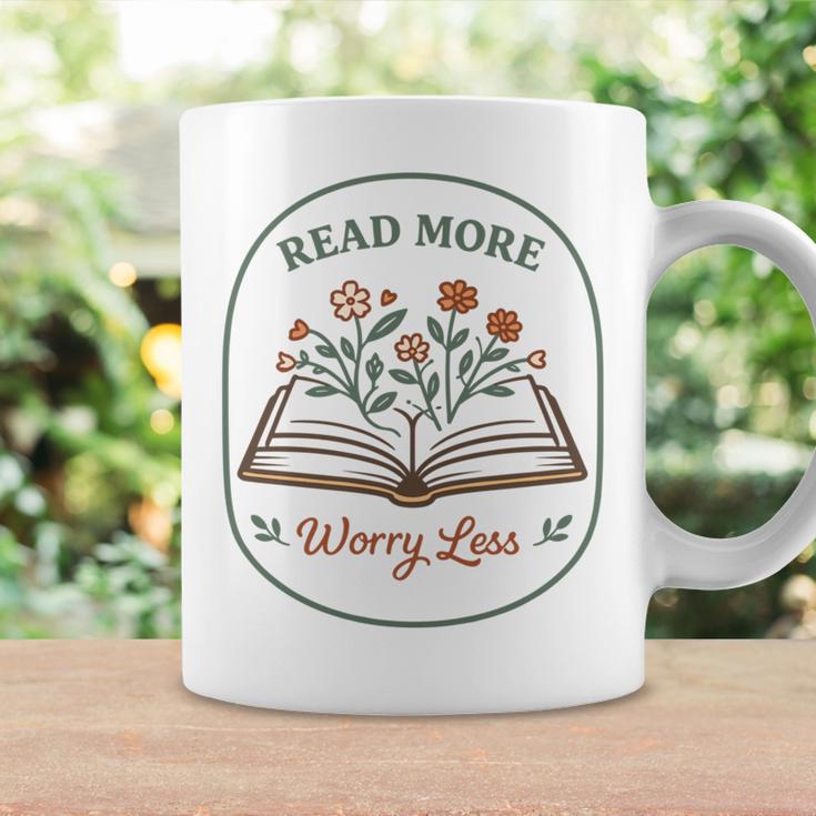 Read More Worry Less Wildflower Book Lover Reading Graphic Print Coffee Mug Gifts ideas
