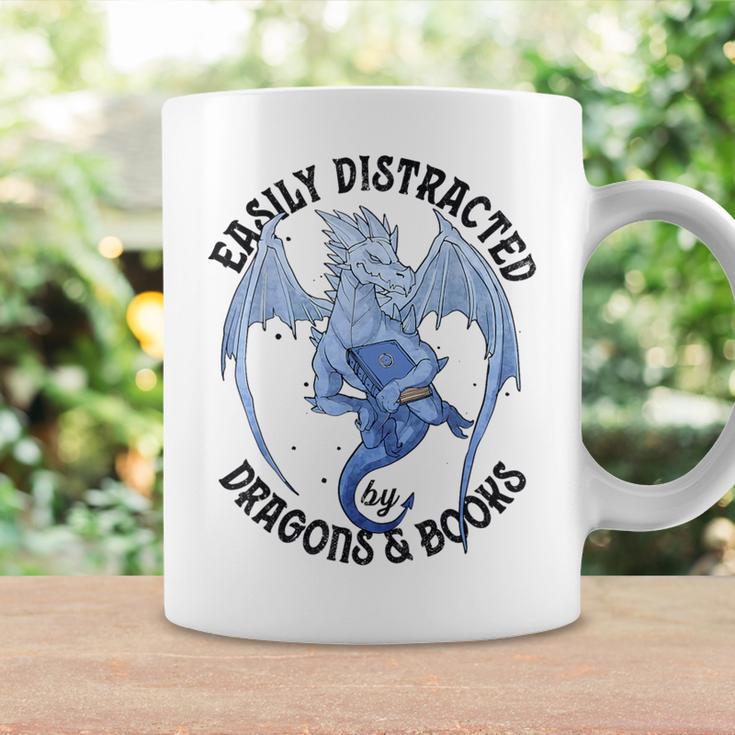 Reading Easily Distracted By Dragons & Books Lover Bookworm Graphic Print Coffee Mug Gifts ideas
