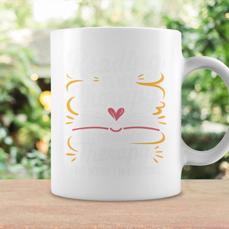 Reading Is My Therapy Bookworm Book Meme Bookish Premium Tri-Blend Graphic Print Coffee Mug Gifts ideas
