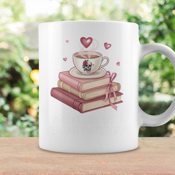 Smells Like She's Reading Smut Again Smutty Books And Coffee Premium Tri-Blend Graphic Print Coffee Mug Gifts ideas