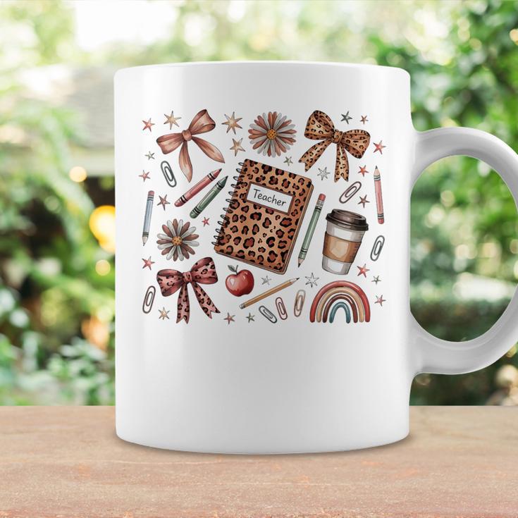 Teacher Coquette Bow Book First Day Of School Back To School Graphic Print Coffee Mug Gifts ideas