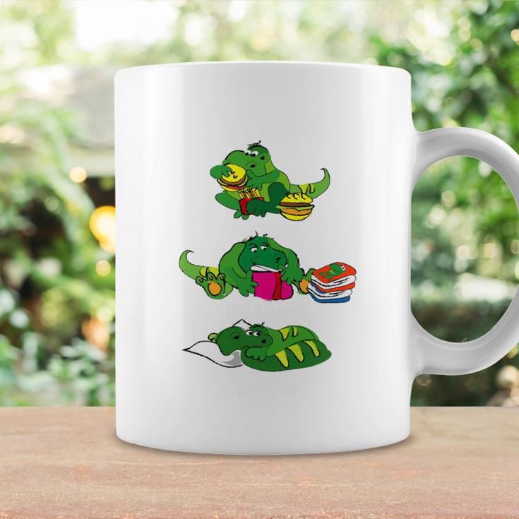 Triathlete Eating Sleeping Reading Dragon Book Graphic Print Coffee Mug Gifts ideas