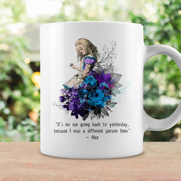 Vintage Book Quote It’s No Use Going Back To Yesterday Graphic Print Coffee Mug Gifts ideas