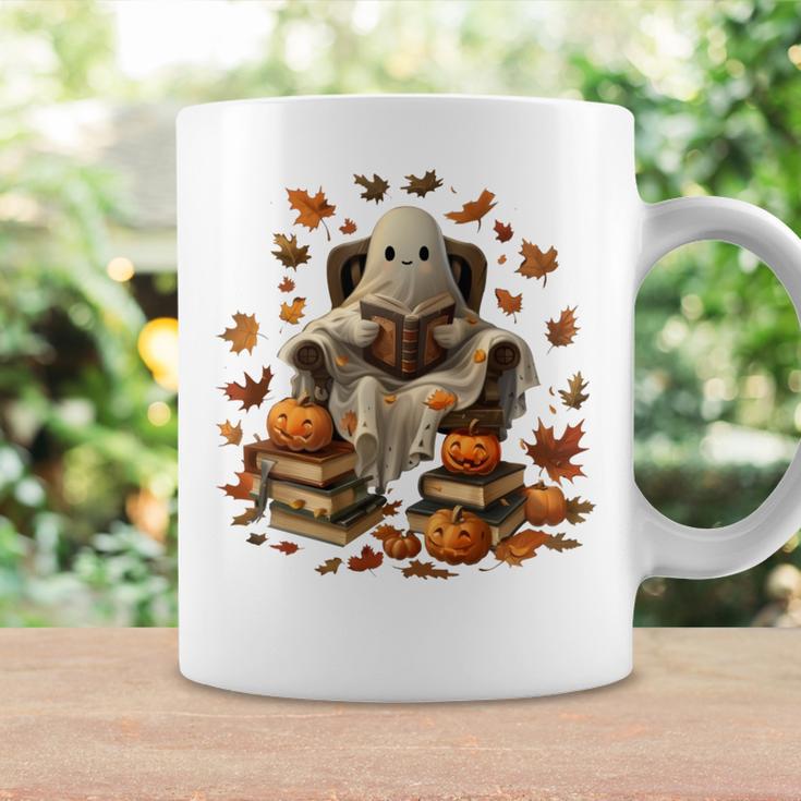 Vintage Ghost Book Reading Pumpkin Gothic Halloween Teachers Graphic Print Coffee Mug Gifts ideas