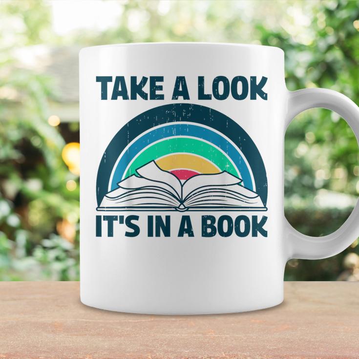 Vintage Retro Style Rainbow Take a Look It's In a Book Read Graphic Print Coffee Mug Gifts ideas