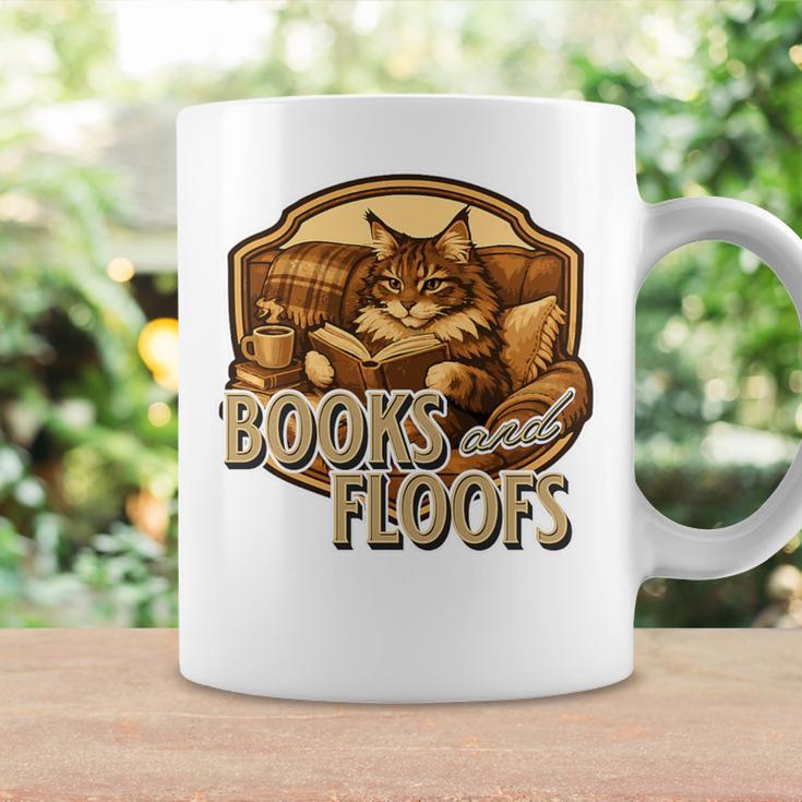 Vintage Style Maine Coon Cat Reading Books And Floofs Premium Tri-Blend Graphic Print Coffee Mug Gifts ideas