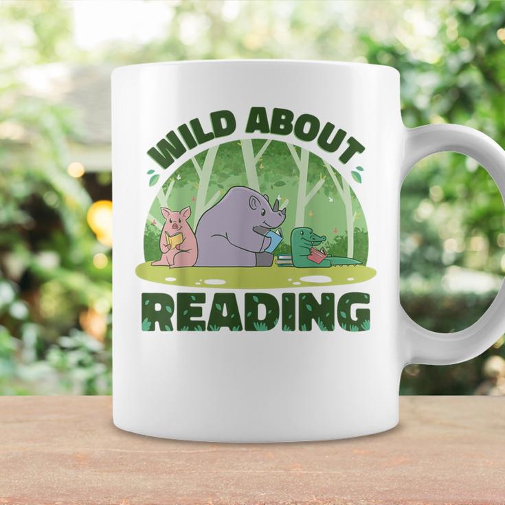 Wild About Reading Books Rhino Pig And Crocodile Graphic Print Coffee Mug Gifts ideas