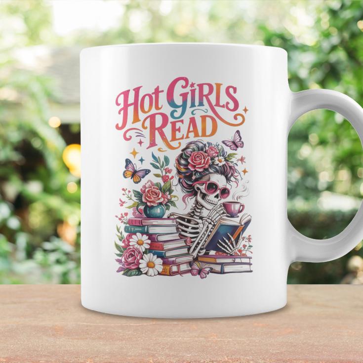 Women's Hot Girls Reader Floral Book Lover Cute Skeleton Reading Graphic Print Coffee Mug Gifts ideas