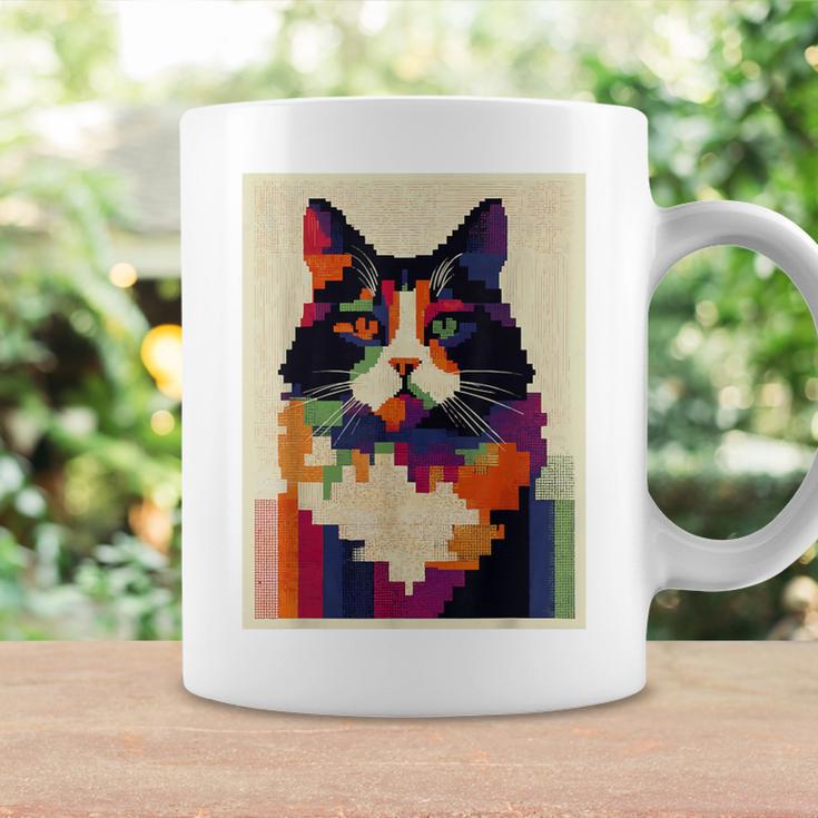 カラフル メインクーン 猫 芸術的 猫 動物 幾何学 アート コーヒーマグ ギフトのアイデア