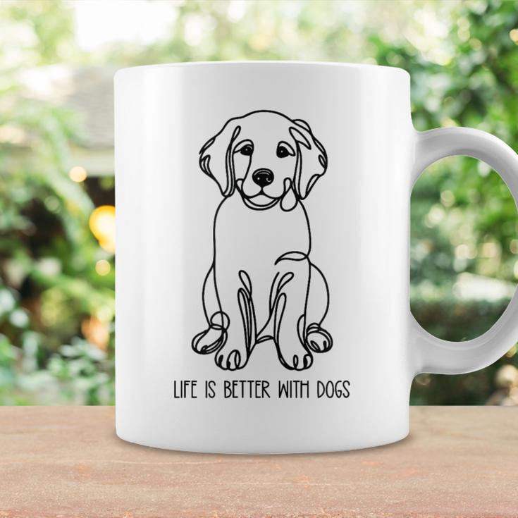 ゴールデンレトリバー シルエット ラインアート 犬と暮らす幸せ メッセージデザイン コーヒーマグ ギフトのアイデア