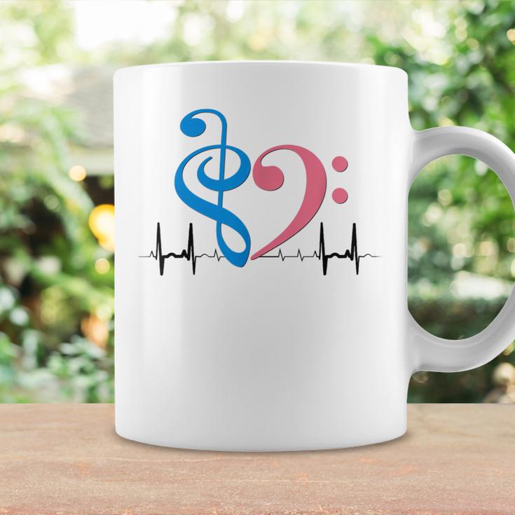 ツートーン 低音記号 ハート Ekg ウェーブ シアン&バブルガム ピンク コーヒーマグ ギフトのアイデア