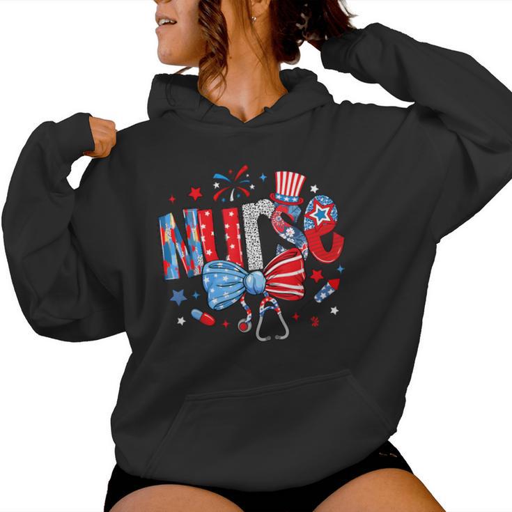 4Th Of July Nurse American Flag Fourth Of July Nurse Women Hoodie