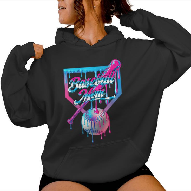 Mom Mama Baseball Ice Cream Drip Birthday Women Hoodie
