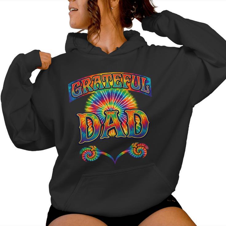 Grateful Dad Tie Dye Retro Hippie Rainbow Festa Del Papà Felpa con cappuccio da donna