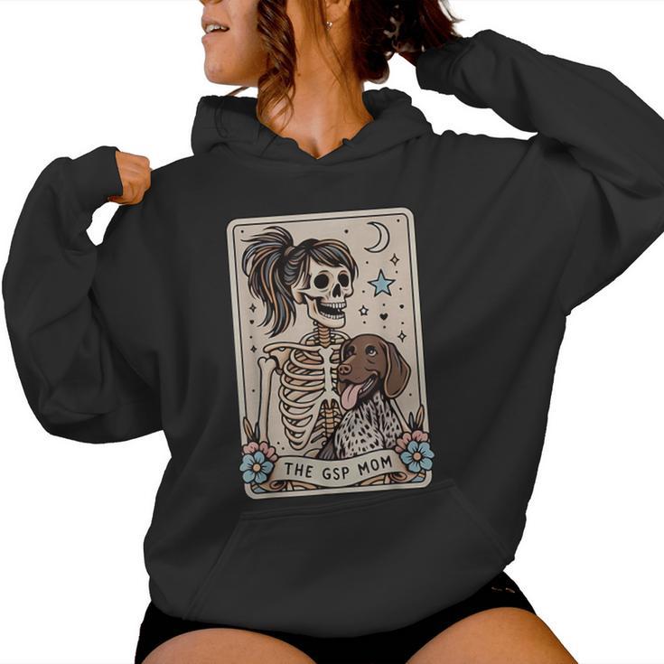 Gsp Mom German Shorthaired Pointer Mom Tarot Card Skeleton Women Hoodie