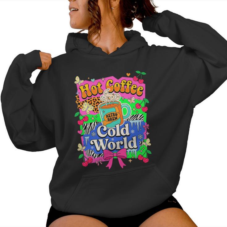 Hot Coffee Cold World レトロ コケット リボン グラフィック 長袖tシャツ レディースパーカー