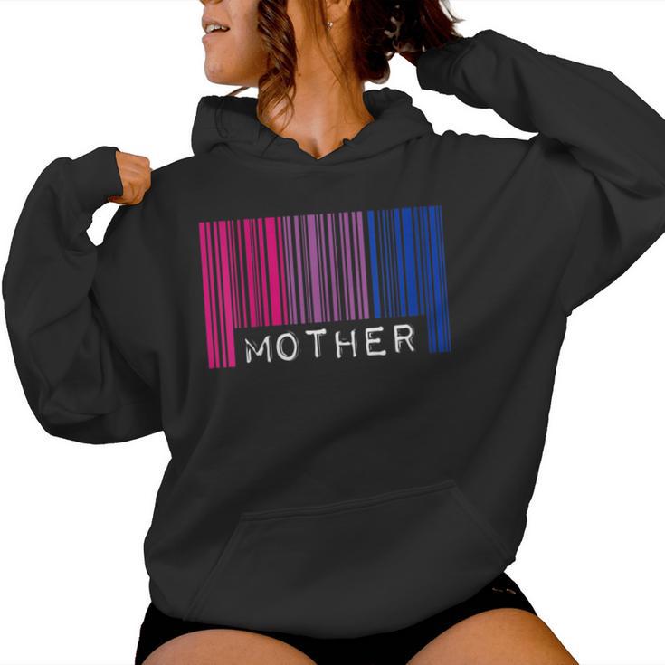 Madre Bisexual Orgullo Bandera Código De Barras Lgbtq Día De La Madre Mamá Cuello Sudadera con capucha para mujer