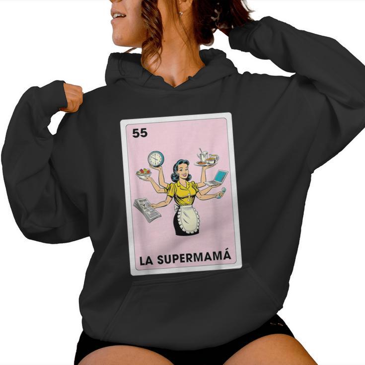 Mexicana Latina Mom Life La Supermama Mexican Bingo Card Women Hoodie