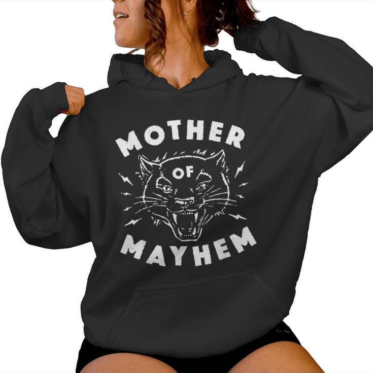 Mother Of Mayhem Vintage Angry Cat Mom Women Hoodie