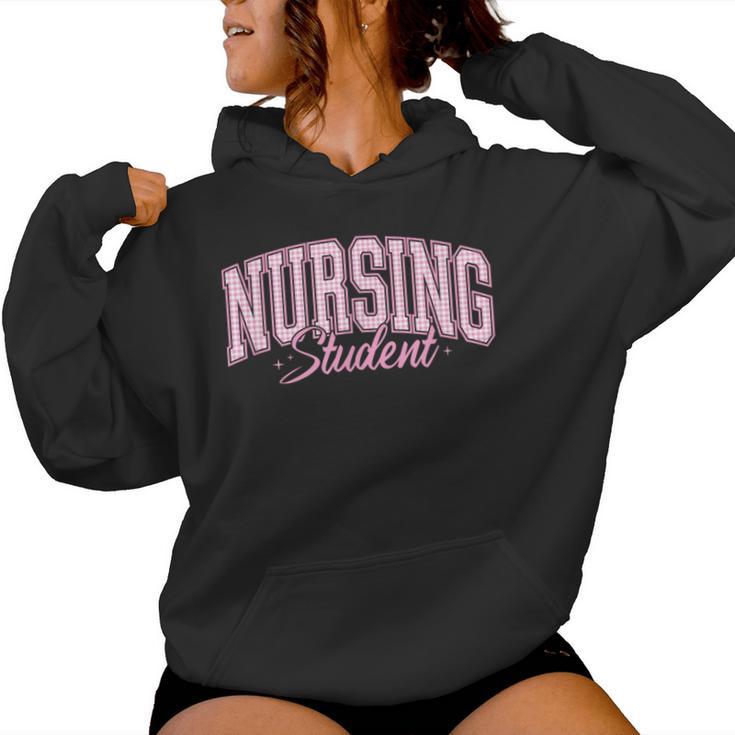 Pink Gingham Nursing Student Trendy Nurse School Top Women Hoodie