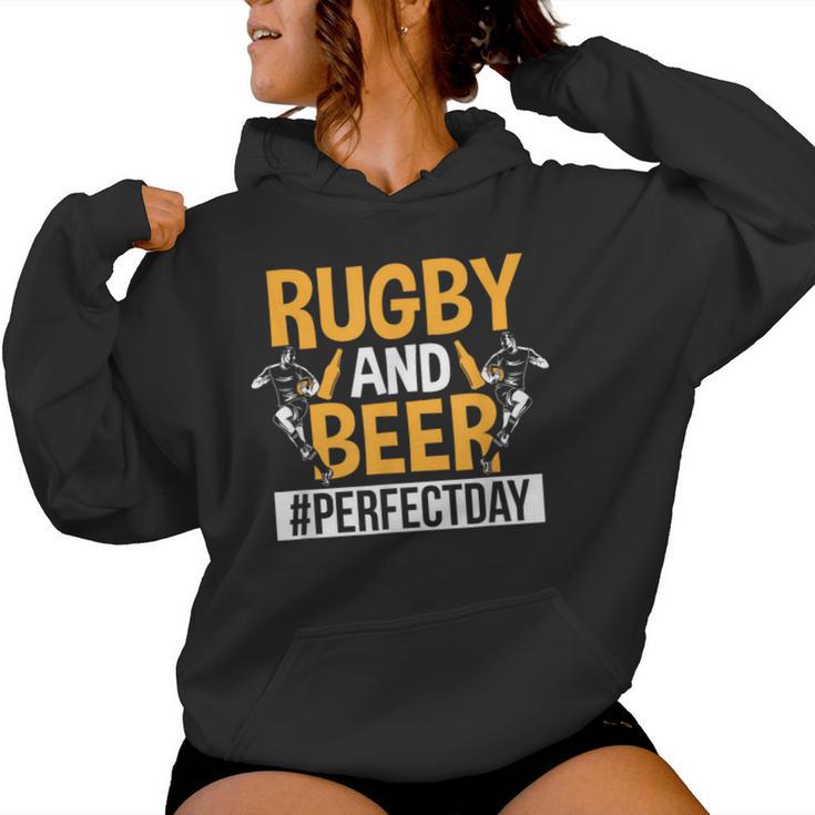 Rugby And Beer Festa Perfetta Per Rugby Rugby Papà Felpa con cappuccio da donna
