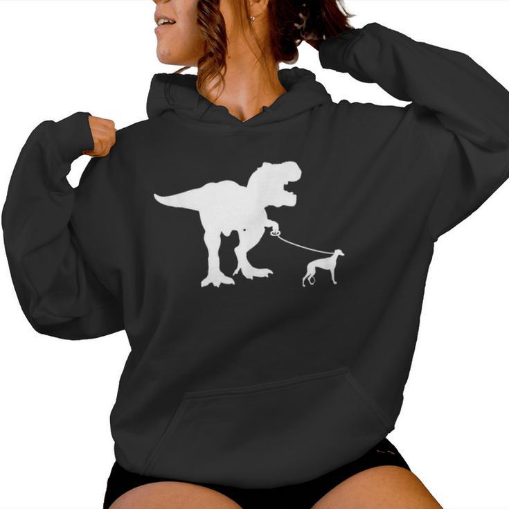 T-Rex Walking Greyhound Divertente Cane Mamma Papà Dinosauro T Rex Felpa con cappuccio da donna