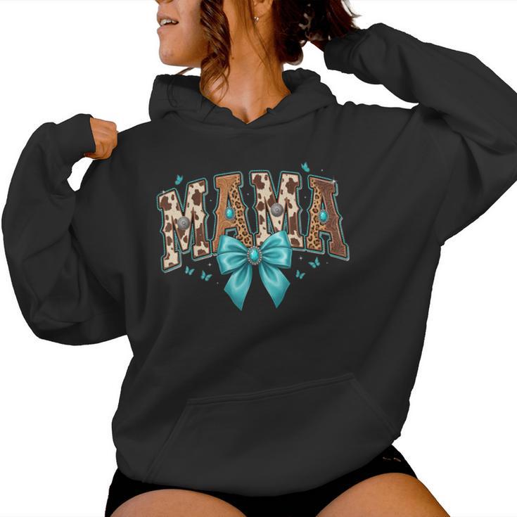 Western Mama Cow Print Leopard Mom Idea Women Hoodie