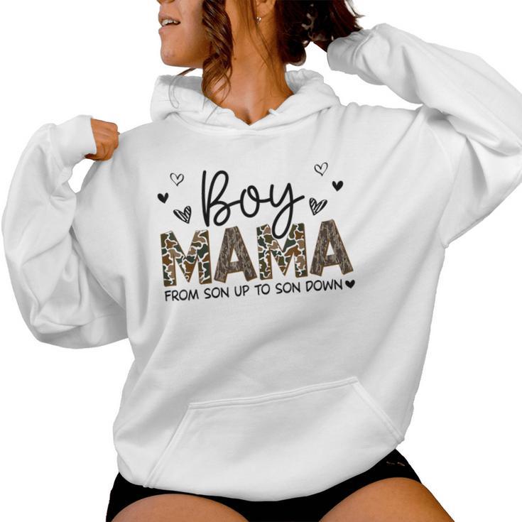 Boy Mama From Son Up To Son Down Camo Happy Mom Women Hoodie