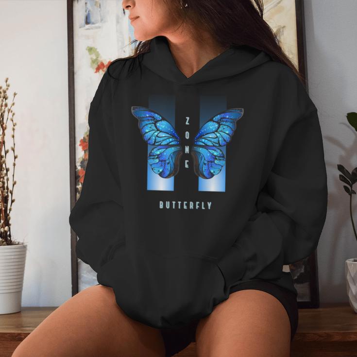 Blue Butterfly Beautiful Butterfly 長袖tシャツ レディースパーカー 彼女への贈り物