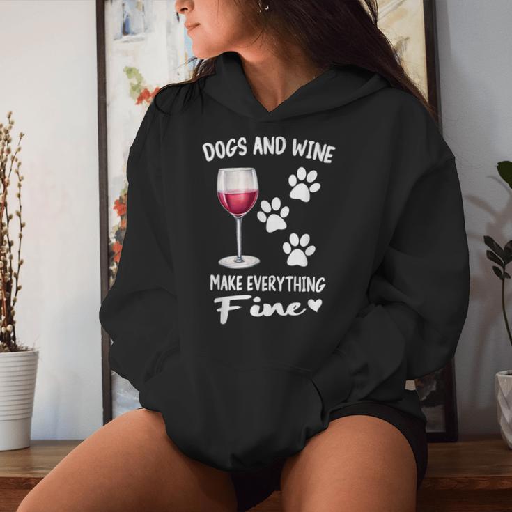 Dog And Wine Make Everything Fine Drinker Wine Puppy レディースパーカー 彼女への贈り物