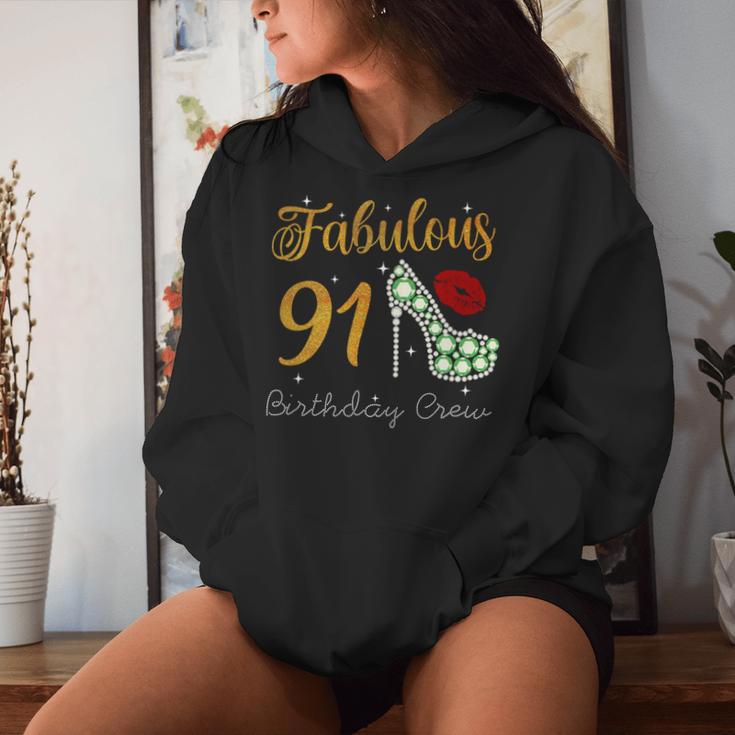 Fabulous Queen 91歳の誕生日クルーパーティ隊のお祝い 長袖tシャツ レディースパーカー 彼女への贈り物